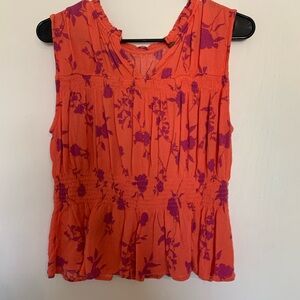 Floral Sleeveless Top - Coral and Purple NWOT